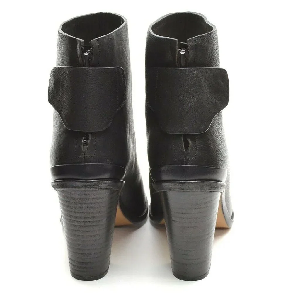 rag & bone Kerr Black Leather Back-Tab Boot 40 New